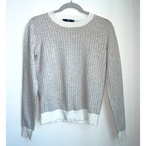 Mango Fine-knit See Through Sweater with Contrasting Trims - Medium